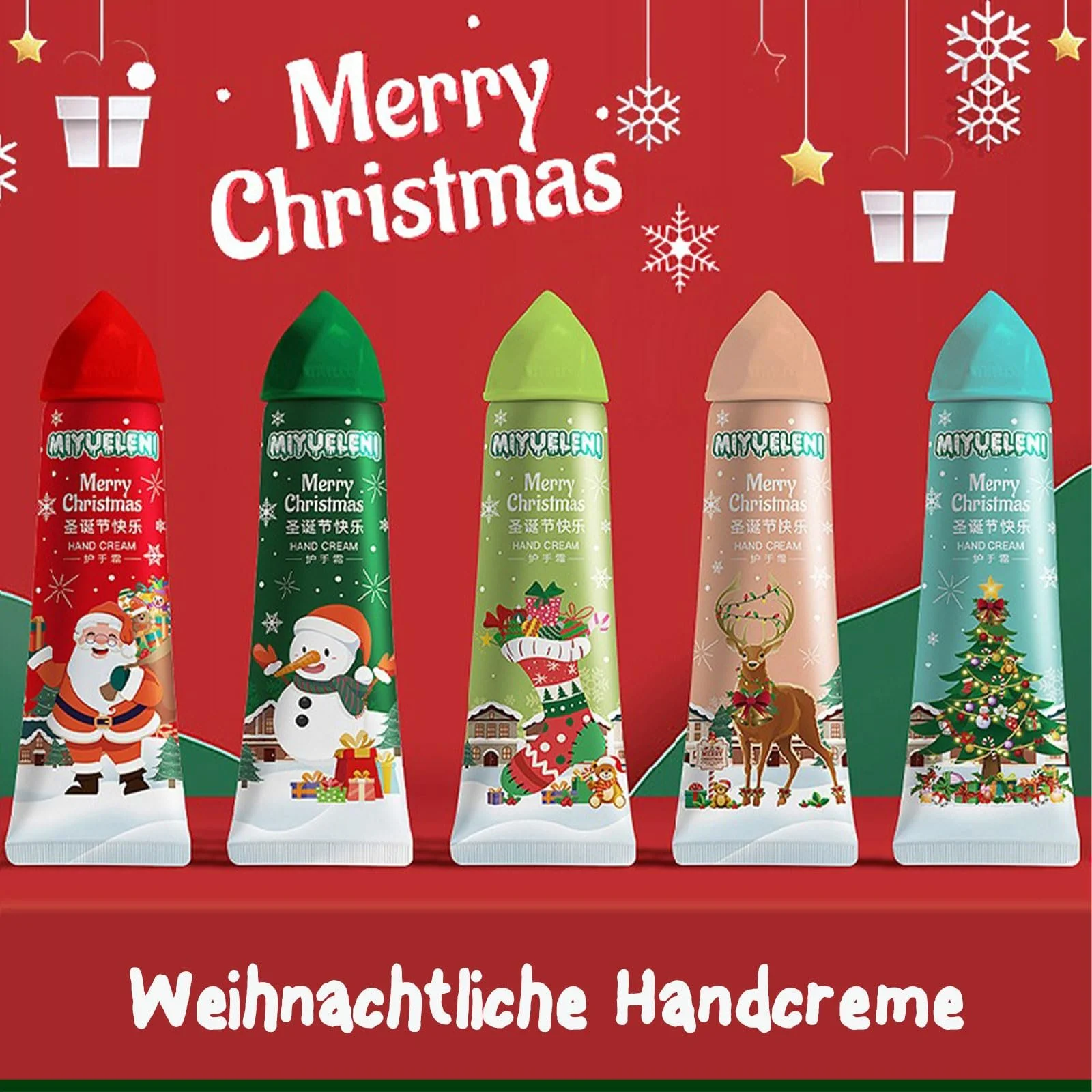 Набір кремів для рук Різдвяні подарунки, 5 штук, фото №3