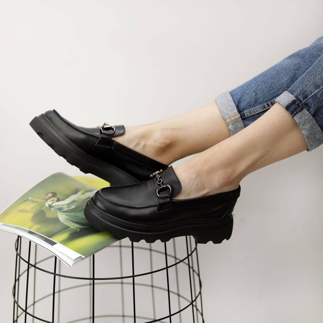 Туфлі Лофери жіночі шкіряні 4S 583948 Чорні 40, фото №1