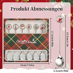 Набор из 6 рождественских ложек, нержавеющая сталь, рождественская кофейная ложка, рождественская чайная ложка, ложка для смешивания, десертная ложка с подарочной упаковкой для украшения стола synthetic.ua - Фото 1