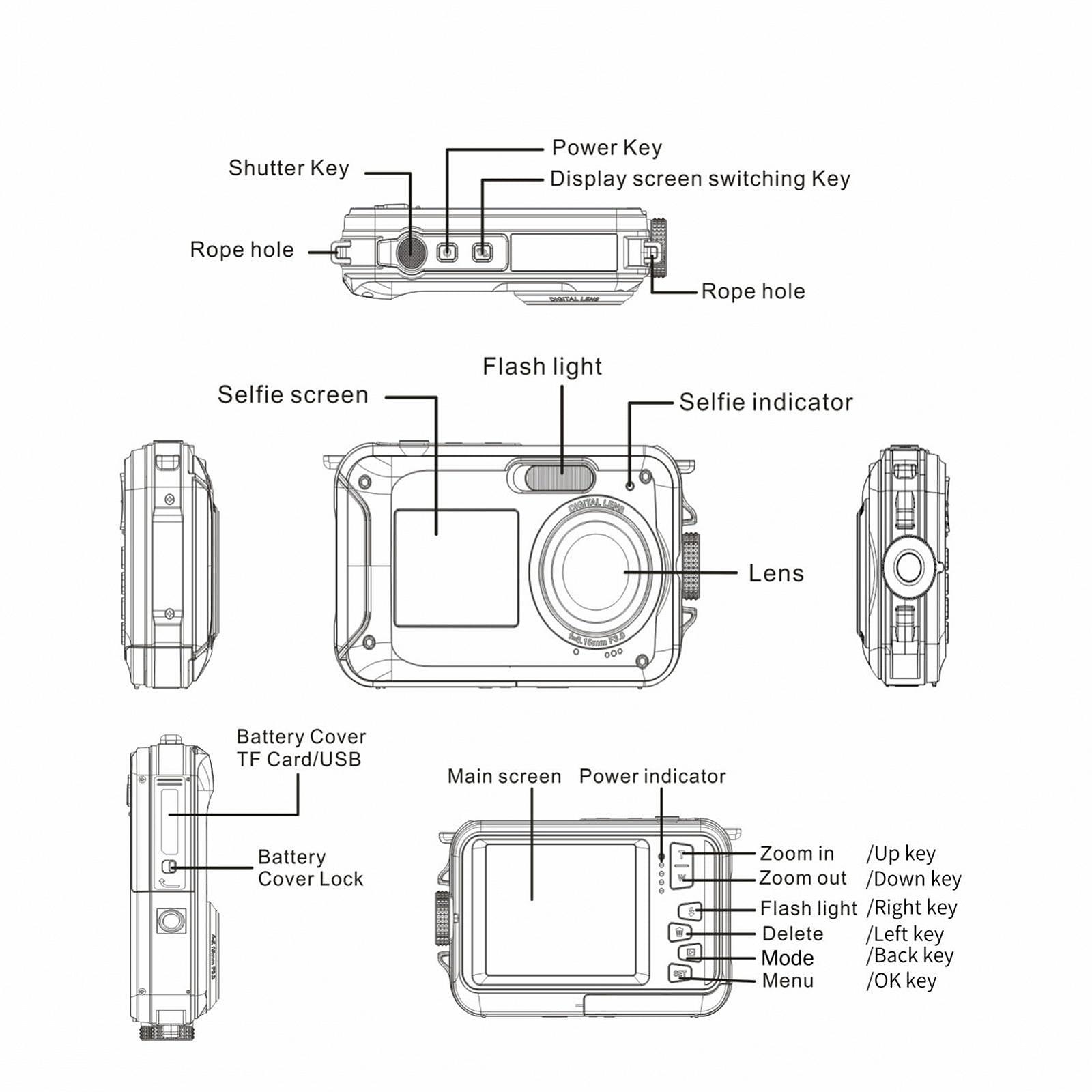 Екшн-камера Sxhlseller 2.7K 48MP Водонепроникна Підводна 10ft Інтелектуальне розпізнавання обличчя 650-мАг, фото №7