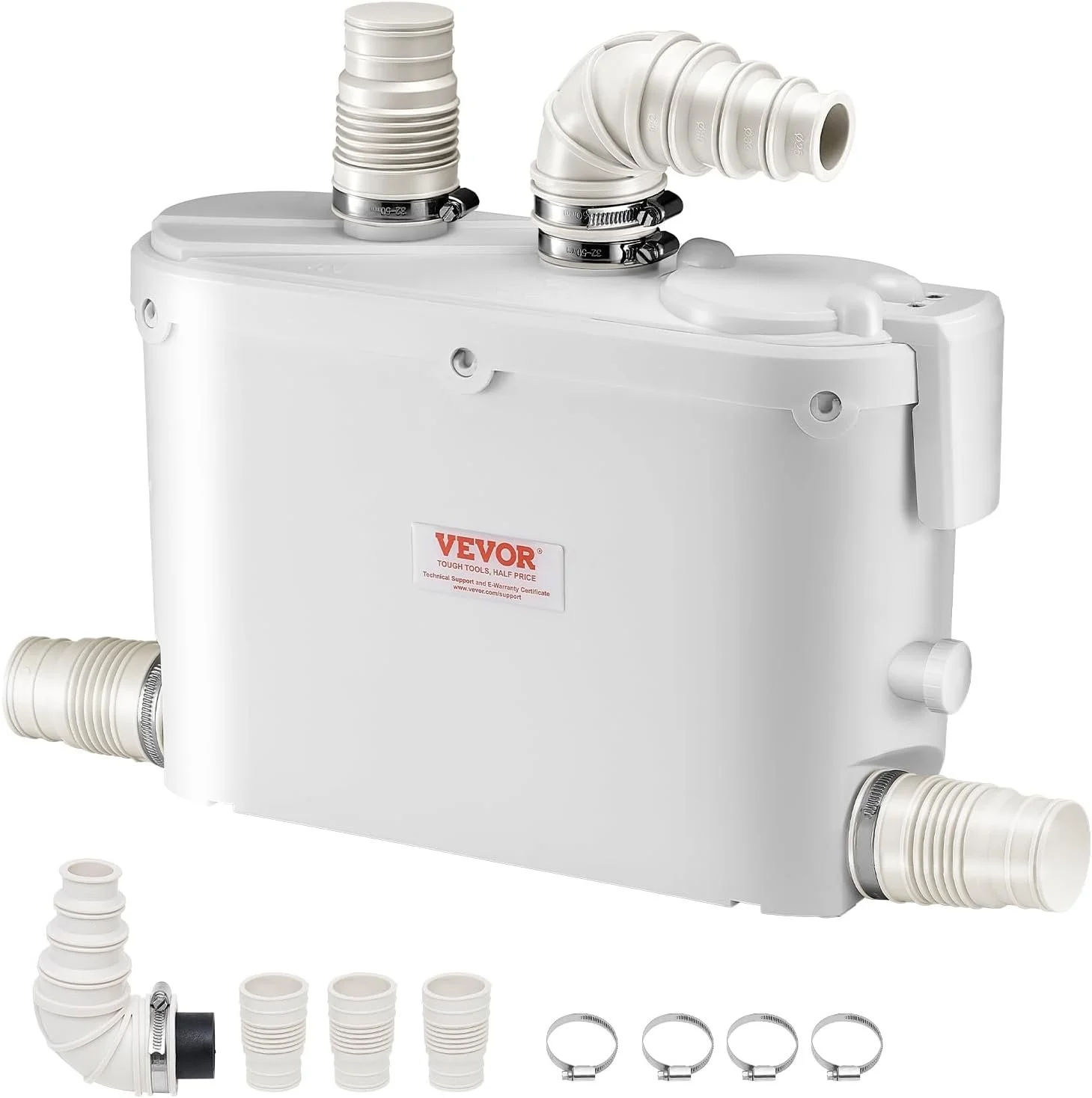 Каналізаційна установка VEVOR FLO500 / 500 Вт / 110 л/хв / Напір 8 м / 4 входи / Подрібнювач із нержавіючої сталі / Біла, фото №1 Каналізаційна установка VEVOR FLO500 / 500 Вт / 110 л/хв / Напір 8 м / 4 входи / Подрібнювач із нержавіючої сталі / Біла, фото №1