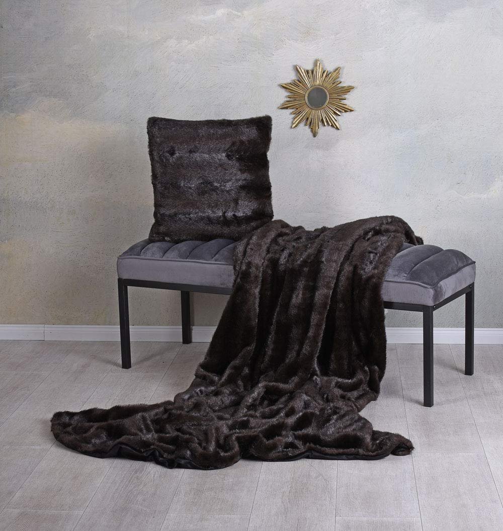 Покривало Palazzo Luxury зі штучного хутра норки 160 x 200 см з м'якою флісовою підкладкою для зимового тепла pda001, фото №6