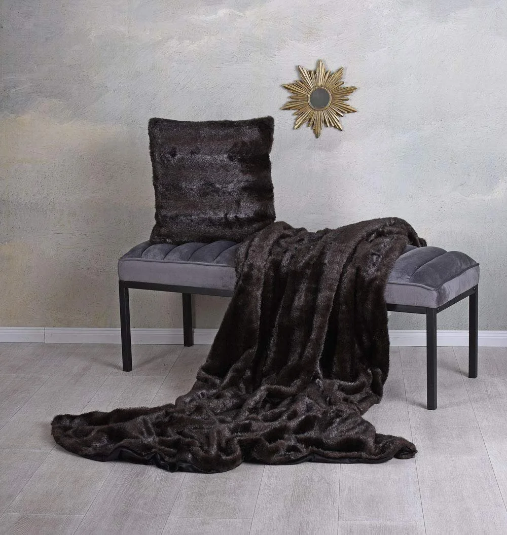 Одеяло Palazzo Luxury из искусственного меха норки 160 x 200 см с мягкой флисовой подкладкой для зимнего тепла pda001, фото №6