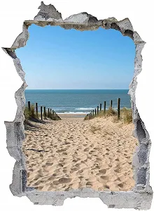 Наклейка на стіну 3D Отвір у стіні Прорив Самоклеюча Пляжні дюни Північне море 60 x 90 см - Фото 1