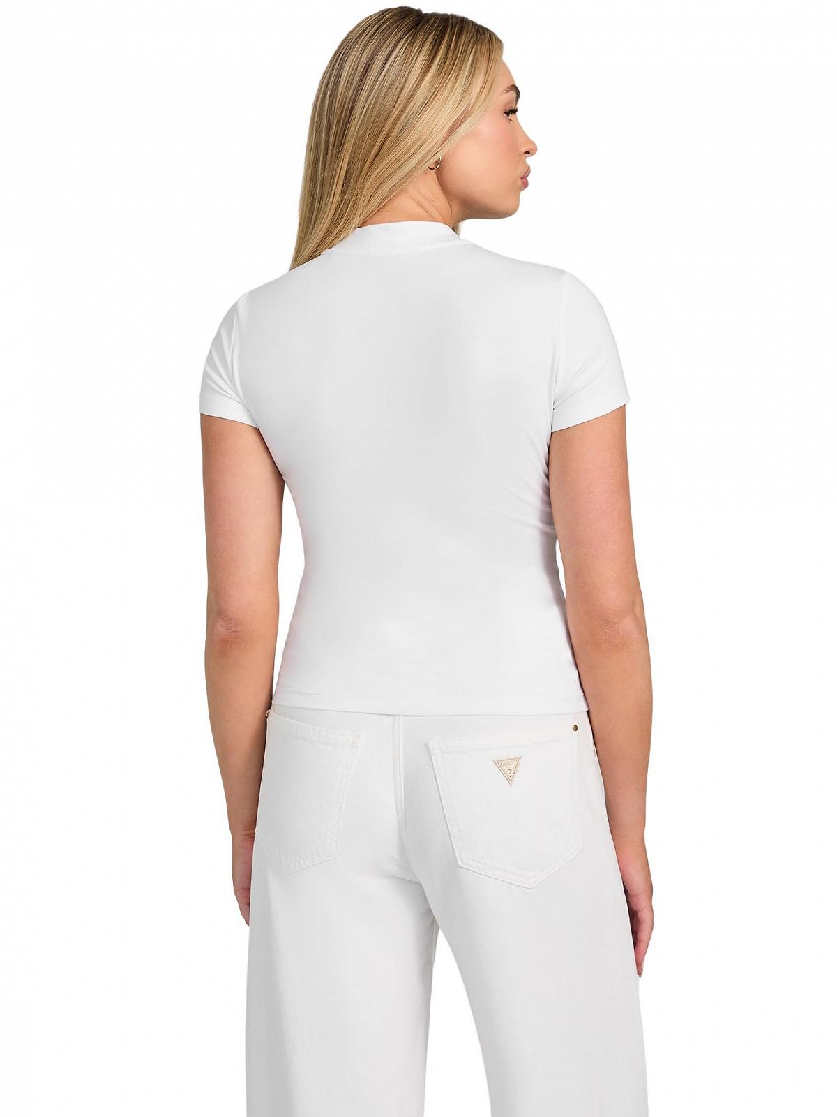 Жіноча футболка GUESS - SS Mock Neck All Over 4G Tee - Біла - S, фото №3