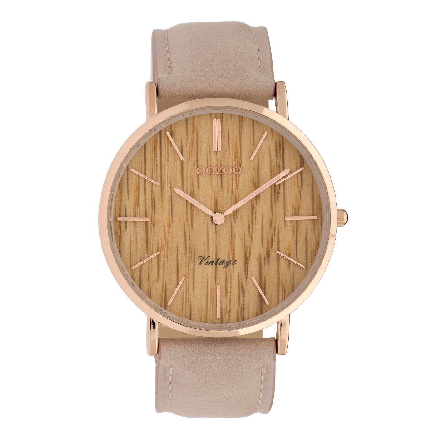 Жіночий годинник Oozoo Flat Vintage з дерев'яним циферблатом і шкіряним ремінцем 40 мм, фото №1
