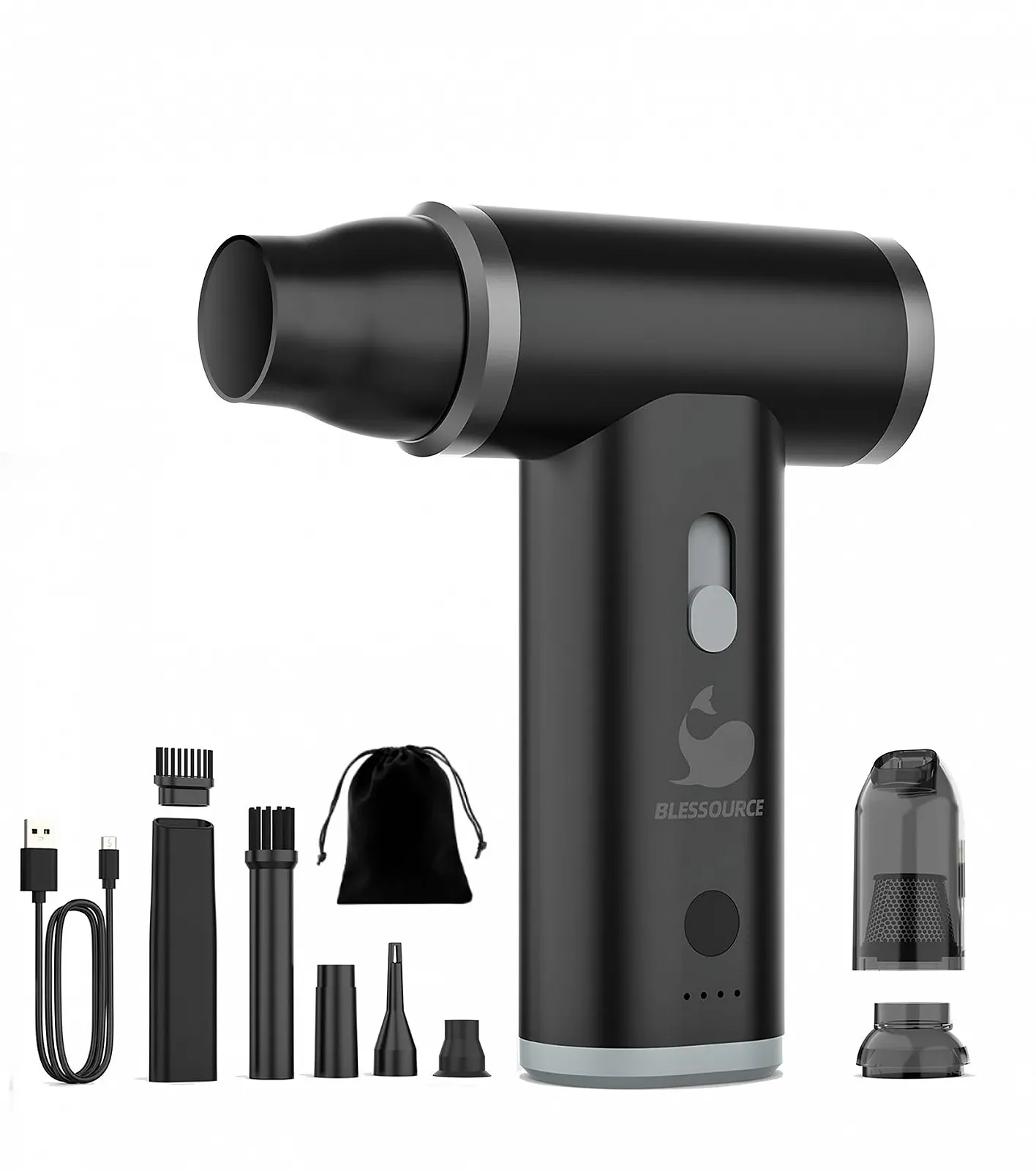 Электрическая воздуходувка Aluminium Alloy 130000 RPM переносная с насадками, фото №1