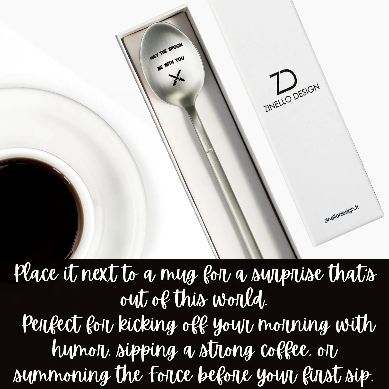 Ложка для кави та десертів 18/10 нержавіюча сталь з лазерним гравіюванням, фото №3