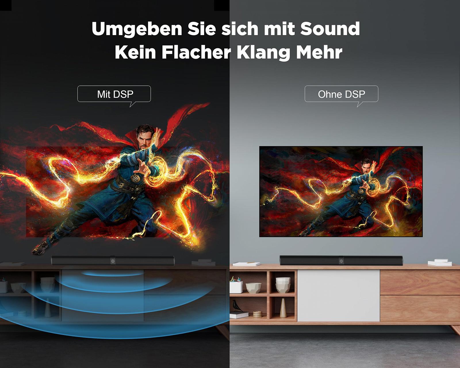 Саундбар GarageRock для телевізорів 90 Вт 5.0 Bluetooth 3D Surround Sound ARC/Optical/Aux Кріплення на стіну Чорний, фото №5