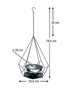 Подвесная корзина DanDiBo 96095 L металлическая настенная с горшком 76 см Черный/Серебристый synthetic.ua - Фото 1