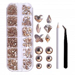 Стразы специальной формы 12 Grill Flat Diamonds Набор инструментов для маникюра Point Drill Pen + Curved Tweezers Dazzling Nail Art Decoration DIY Accessories - Фото 1