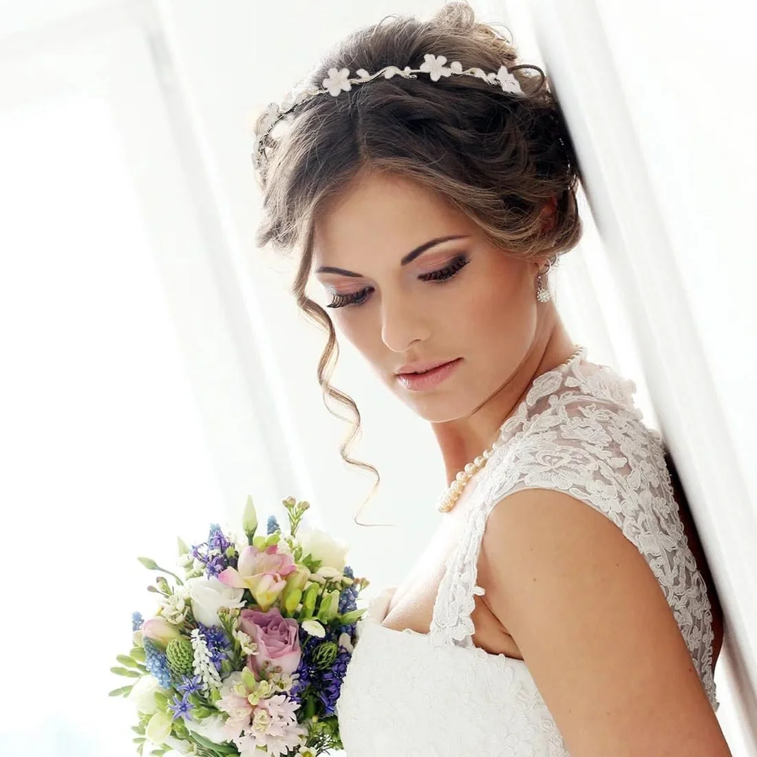 Обруч для волосся Квітка Срібний, фото №6