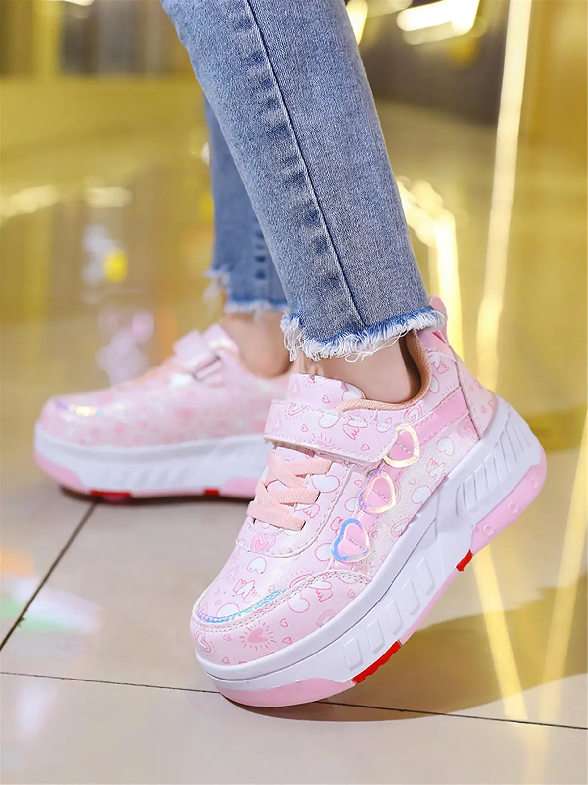 Кроссовки на колесиках для девочек и мальчиков, роликовые кроссовки с 4 колесиками, раздвижные кроссовки 2-в-1, Кроссовки для скейтборда, фото №3