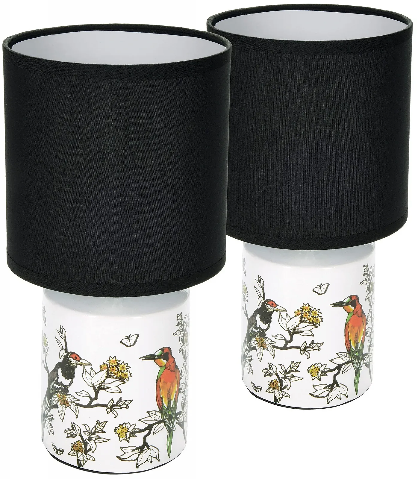 Набір із 2 настільних ламп BRUBAKER Asian Bird Керамічна основа 29.5 см Білий/Чорний, фото №6