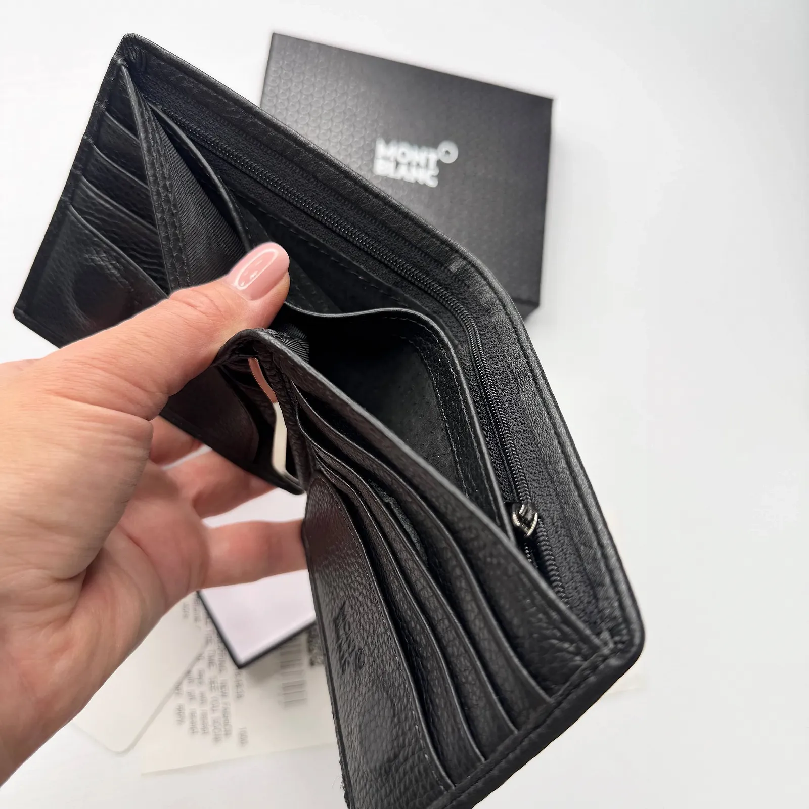 Чоловічий гаманець на магніті шкіряний брендовий Mont Blanc у подарунковій упаковці, фото №4