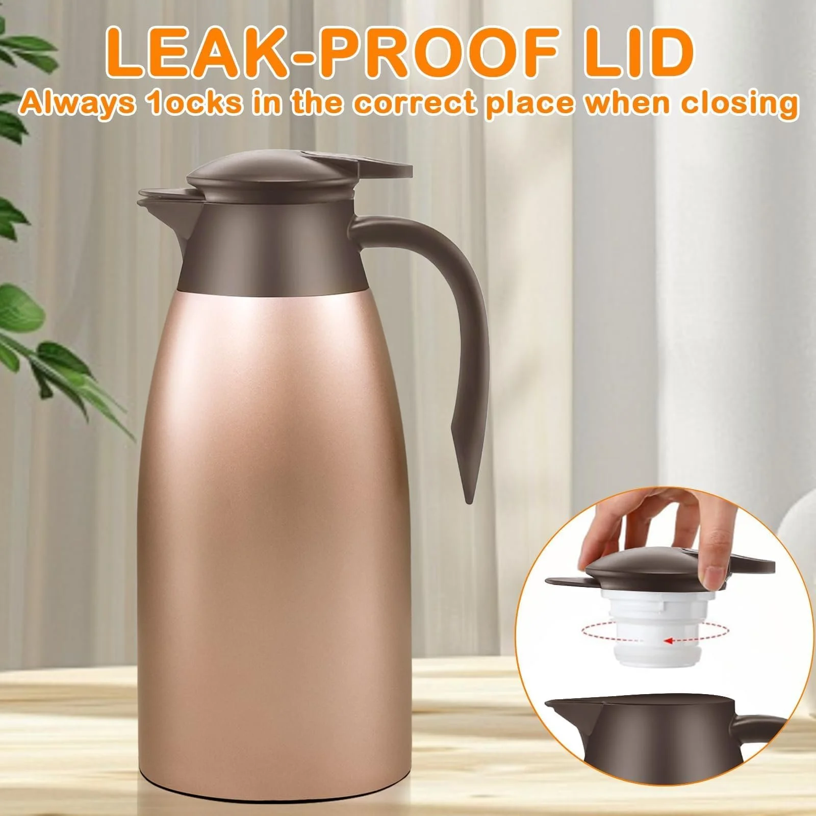 Набір з 2 ізольованих кавників 2 л Нержавіюча сталь - Глечик з подвійними стінками з ручкою, фото №6