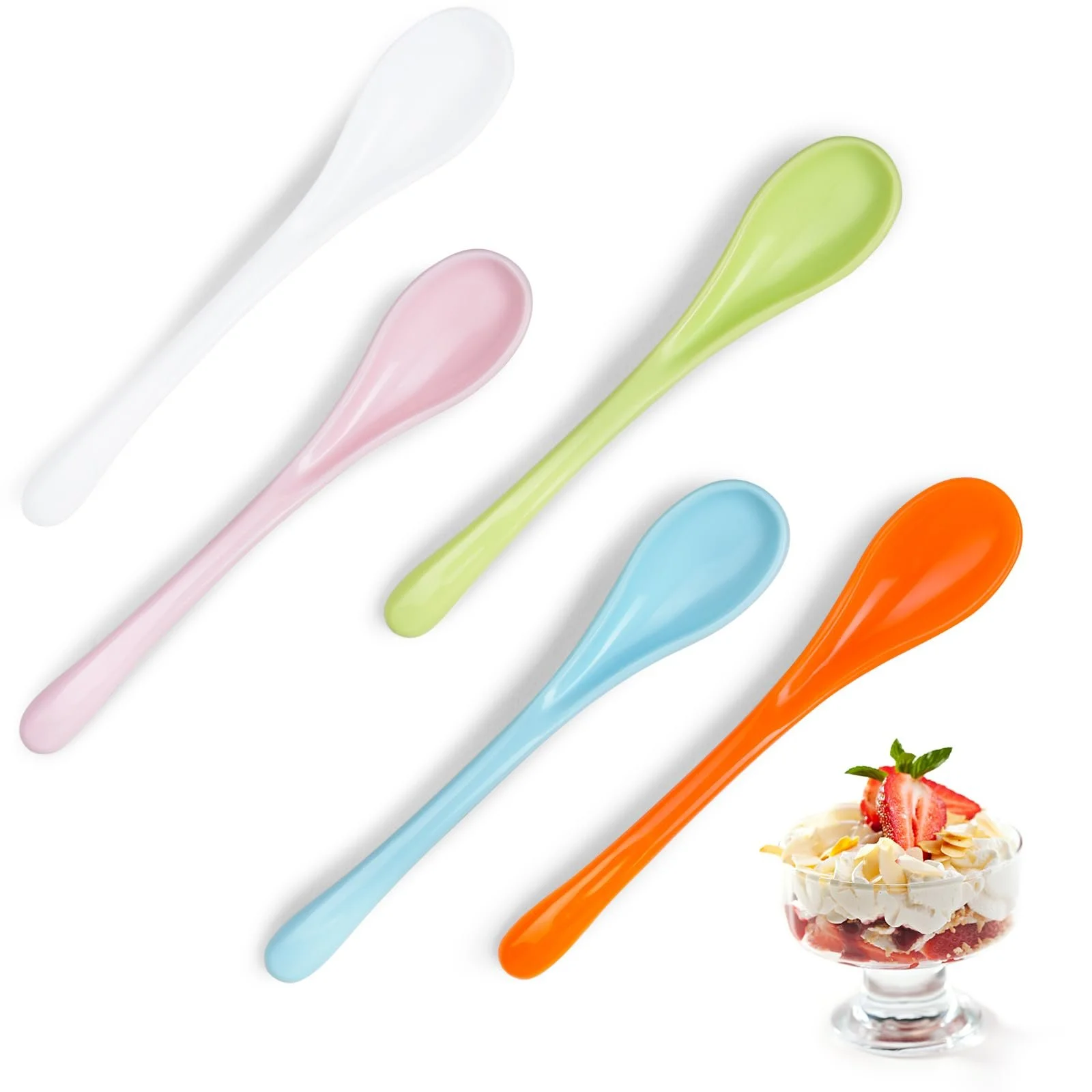 Ложки Пластикові Кольорові 12.5 x 2.3 cm, набір 20 шт, фото №1