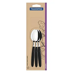 Ложка чайная Tramontina Ipanema 3 шт, нержавеющая сталь, черный synthetic.ua - Фото 1