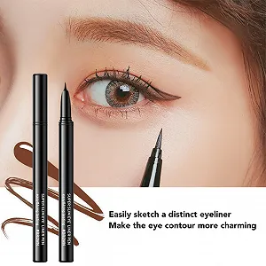 Підводка для очей Коричнева 0.8 г, високопігментована, швидковисихаюча рідка ручка для макіяжу synthetic.ua - Фото 1