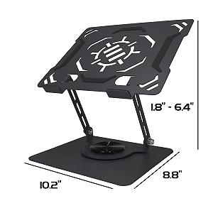 Подставка для ноутбука вращающаяся ENHANCE R1 с 3 держателями для кабелей Металлическая регулируемая подставка с охлаждающим дизайном складная для столов совместима с Dell Apple Lenovo и другими - Черный synthetic.ua - Фото 1