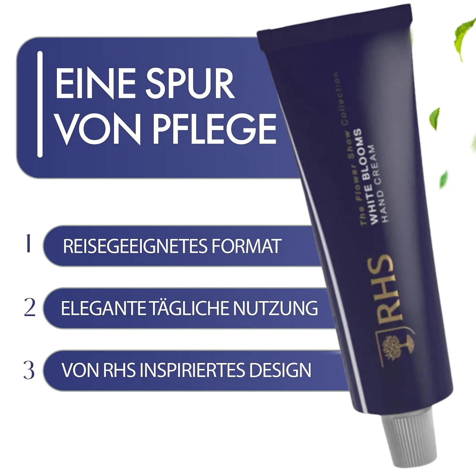 Крем для рук RHS Flower Show White Blooms Зволожуючий з олією ши, з ароматом троянди, жасмину та ванілі - 50 мл, фото №4 Крем для рук RHS Flower Show White Blooms Зволожуючий з олією ши, з ароматом троянди, жасмину та ванілі - 50 мл, фото №4