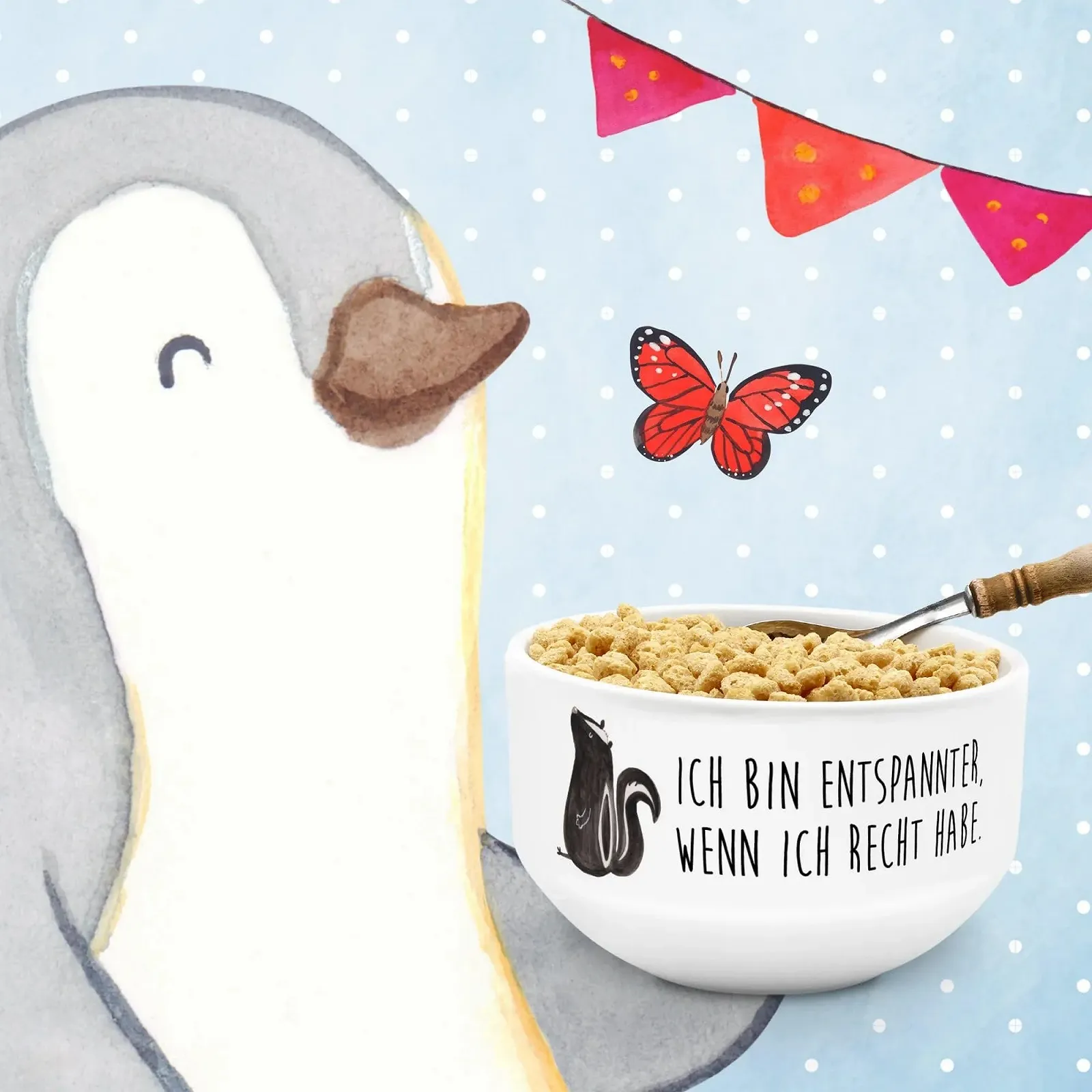 Миска для хлопьев Mr. & Mrs. Panda Скунс Сидит, фарфор, Скунс, Stinki, фото №2