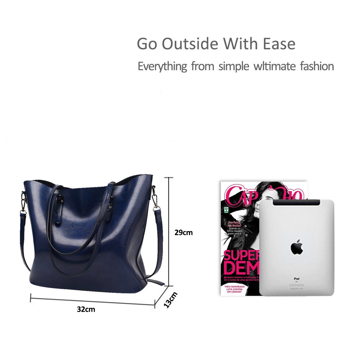 Сумка Женская Nicole&Doris Tote Ручная Сумка Через Плечо Кроссбоди Кожа PU Синий, фото №5