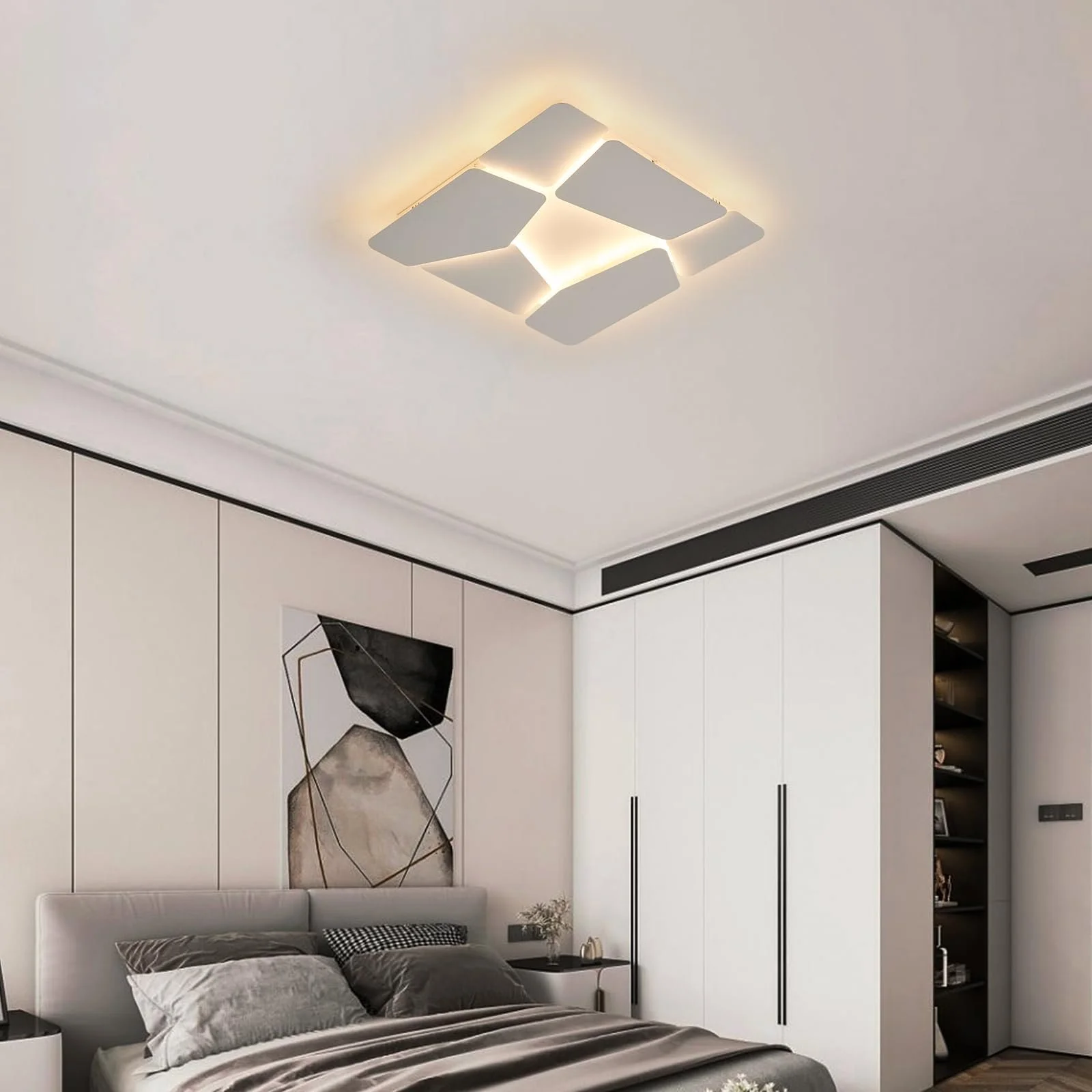 Світильник стельовий ZenithBeam LED для спальні Пульт Дистанційного Керування Квадратний Метал Білий Матовий 37 Вт 40 см, фото №3