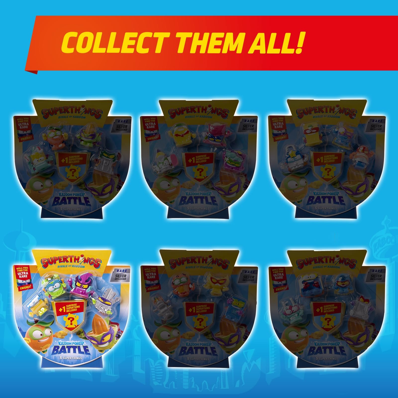 Фигурки Superthings Kazooom Power Battle, 5 шт (включает 1 фигурку-сюрприз и 1 серебряного капитана), упаковка 2 x 6, фото №5