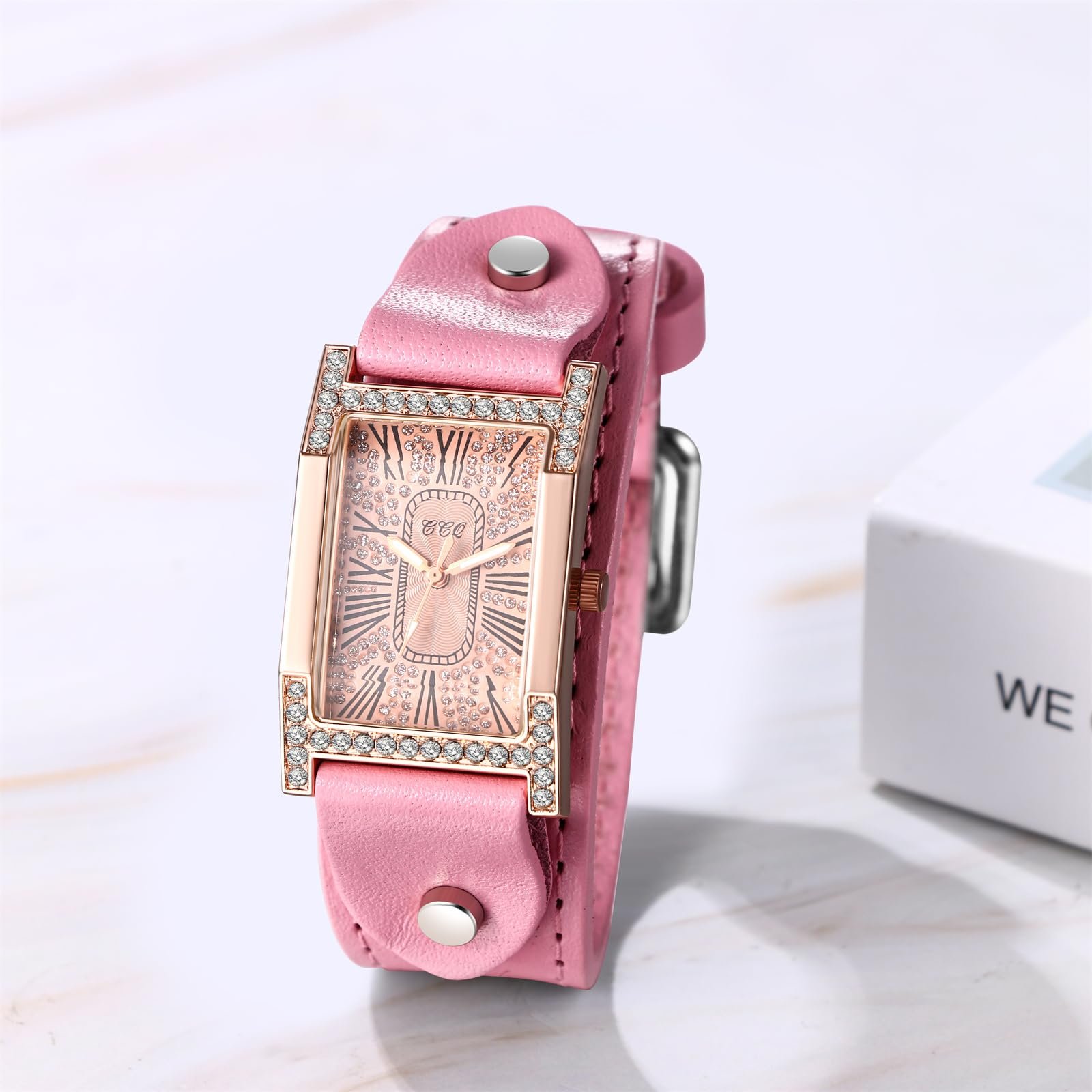 Часы Женские Кварцевые JewelryWe Аналоговые Дата Календарь Прямоугольный Римские Цифры Кожаный Ремешок Черный/Зеленый, фото №6 Часы Женские Кварцевые JewelryWe Аналоговые Дата Календарь Прямоугольный Римские Цифры Кожаный Ремешок Черный/Зеленый, фото №6