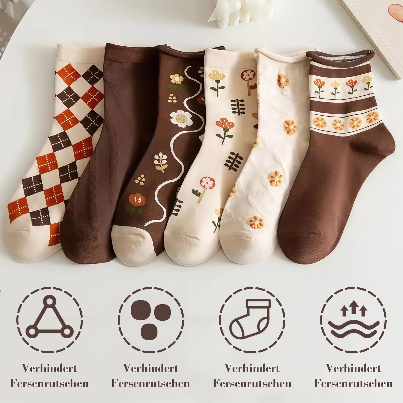 Носки Женские с цветочным узором EU 35-38 (6 пар), фото №5