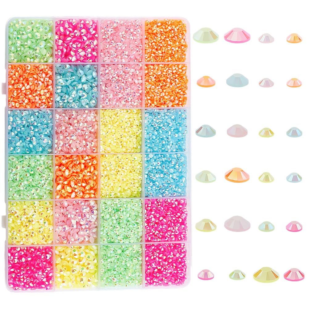Напівкруглі стрази Resin 3/4/5 мм 6 кольорів, приблизно 21360 штук, фото №1