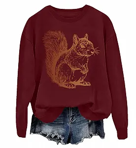Свитшот Цветочная Белка, Футболка Цветочная Белка, Свитшот для Любителей Животных, Свитер с Белкой для Женщин - Фото 1