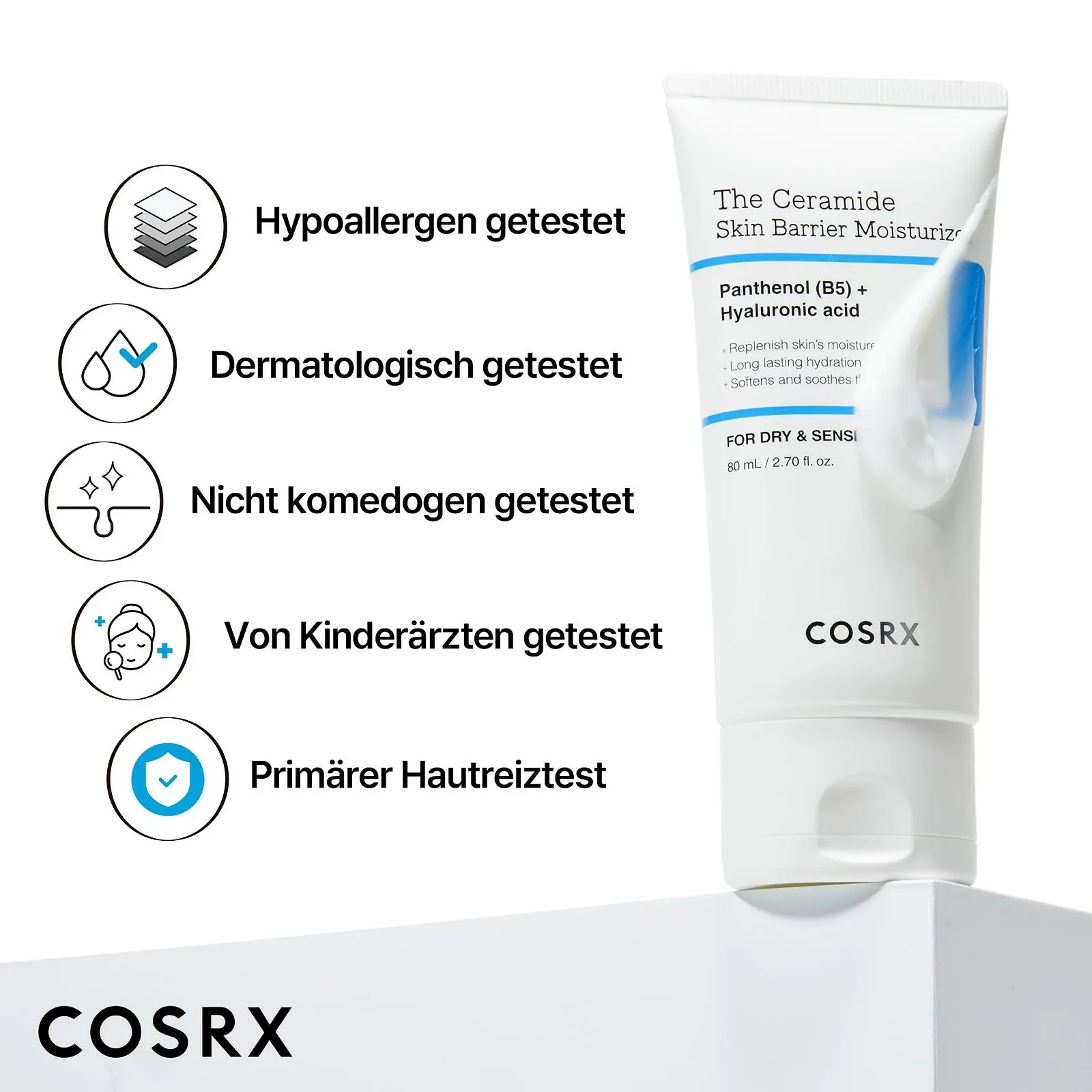 Зволожувальний крем для обличчя COSRX Ceramide Skin Barrier з 7 керамідами, гіалуроновою кислотою та пантенолом 80 мл, фото №6 Зволожувальний крем для обличчя COSRX Ceramide Skin Barrier з 7 керамідами, гіалуроновою кислотою та пантенолом 80 мл, фото №6