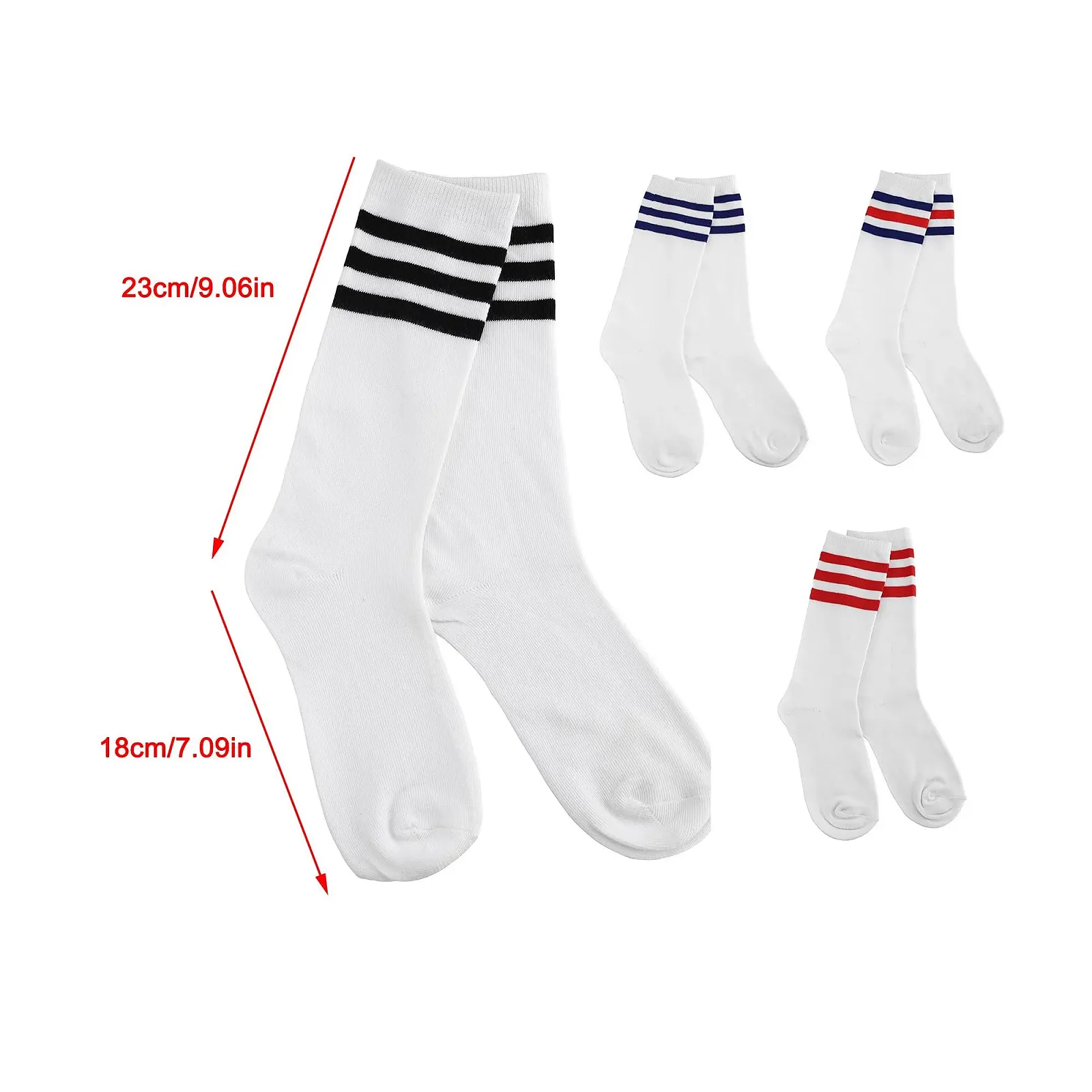 Полосатые носки Футбольные спортивные носки Носки для черлидеров Костюм для косплея Женские девичьи костюмы Хлопковые чулки Overknees, фото №6