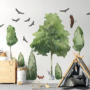 Настінна наклейка Ліс Великі дерева Тварини XXL Матова для дитячої кімнати - Фото 1