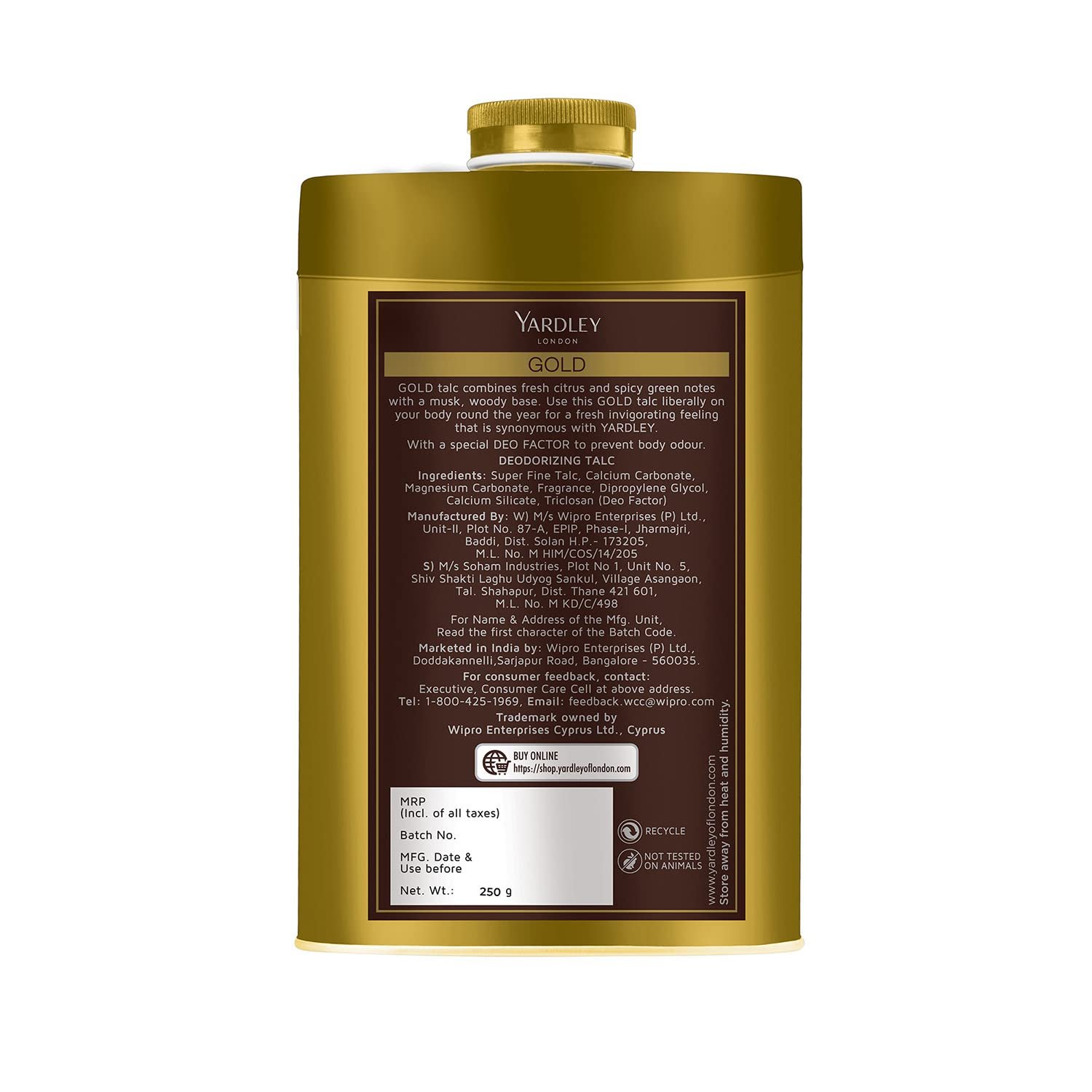 Пудра Yardley London Gold дезодорирующий 250 г 8.8 унций, фото №3 Пудра Yardley London Gold дезодорирующий 250 г 8.8 унций, фото №3