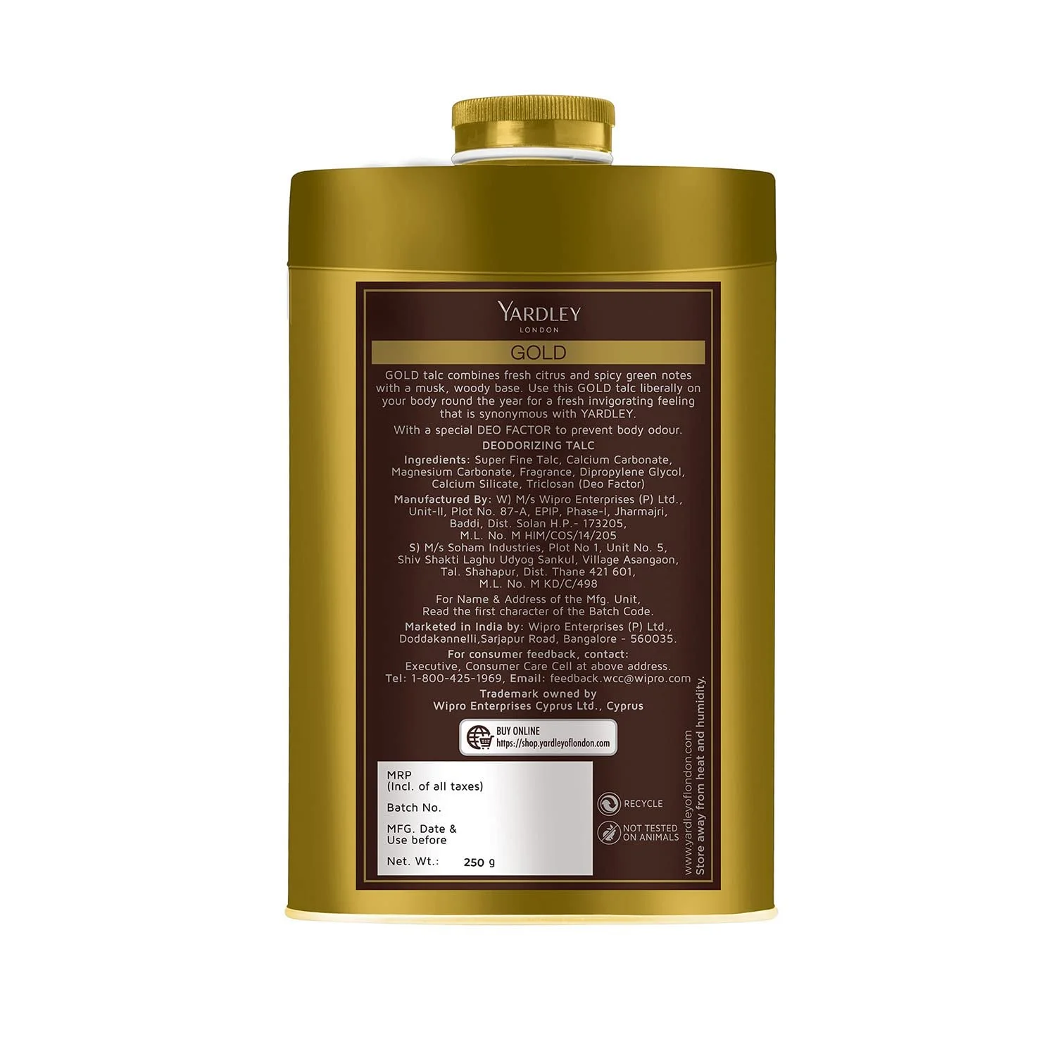 Пудра Yardley London Gold дезодорирующий 250 г 8.8 унций, фото №3