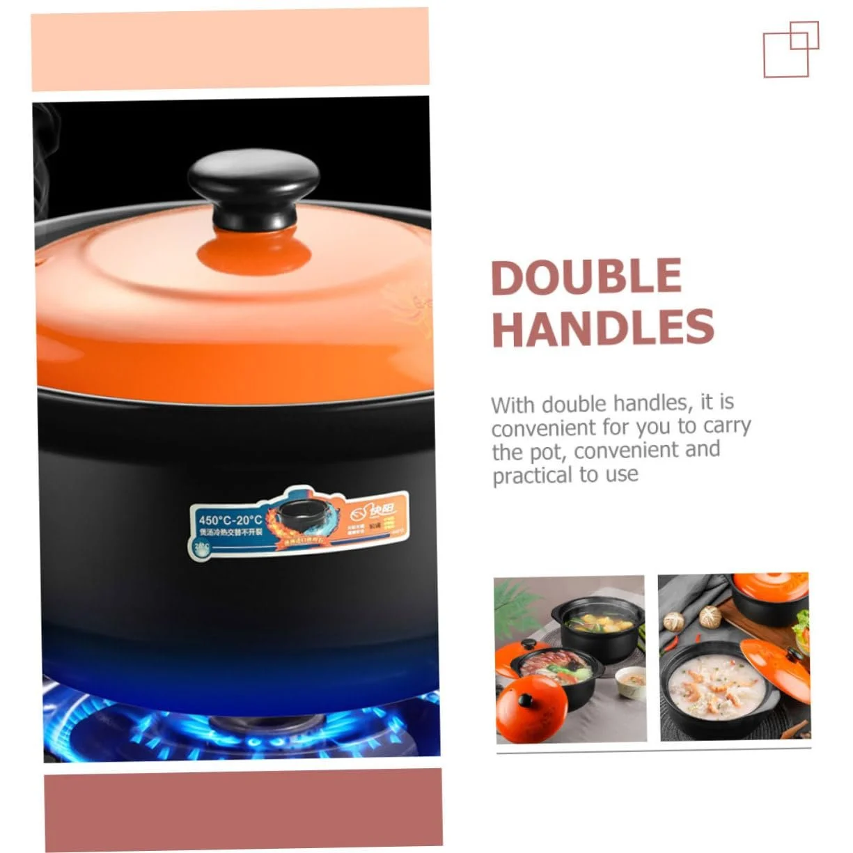 Набор кастрюль керамических 2 шт с крышкой термостойкие антипригарные для супов и тушения, фото №7