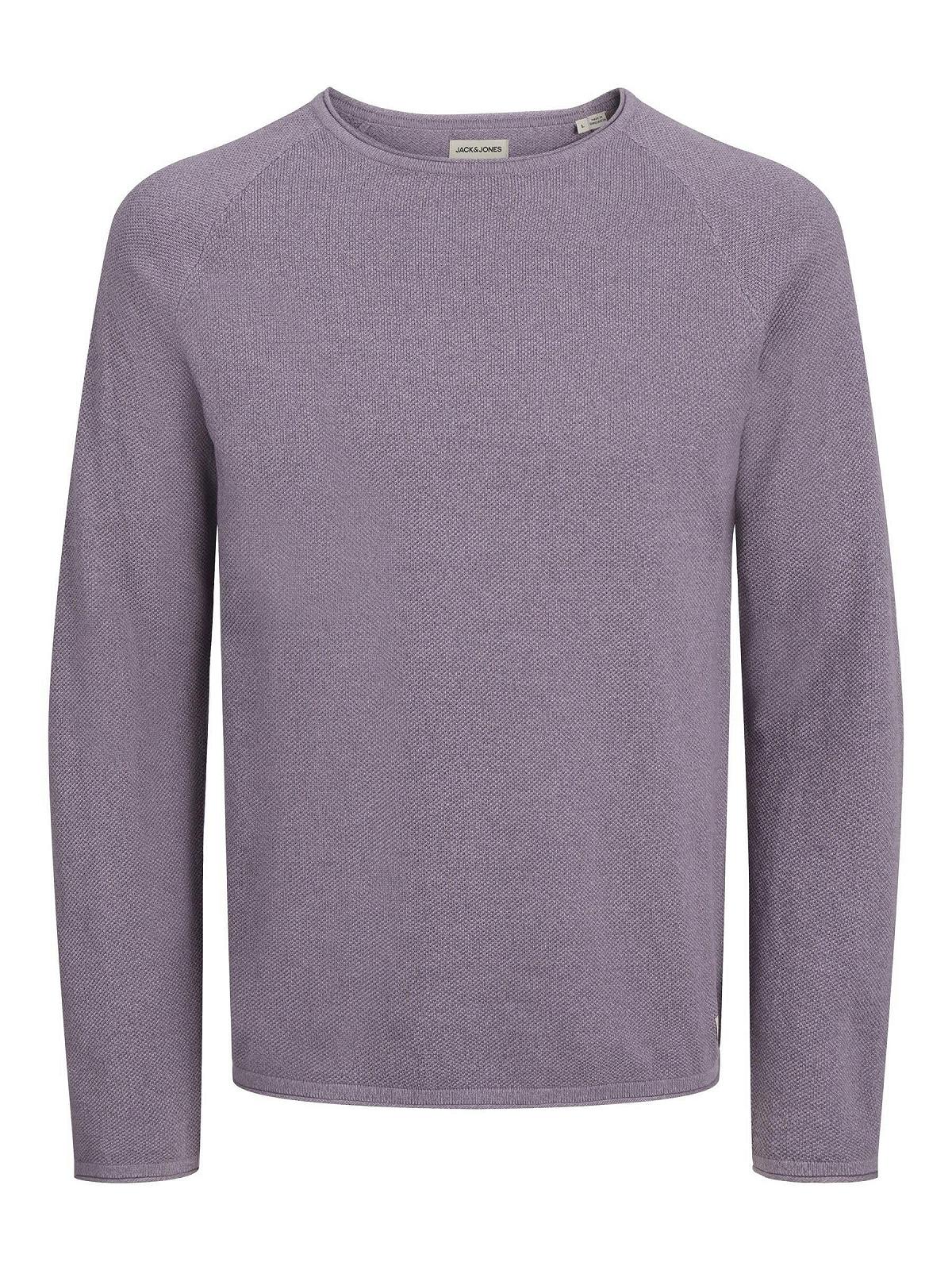 Вязаный пуловер JACK & JONES JJEHILL мужской, с круглым вырезом, базовый, с длинными рукавами, хлопковая рубашка, фото №1