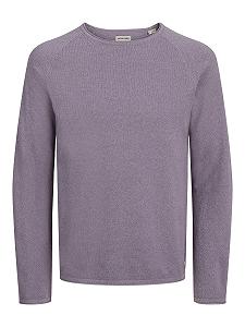 Вязаный пуловер JACK & JONES JJEHILL мужской, с круглым вырезом, базовый, с длинными рукавами, хлопковая рубашка - Фото 1
