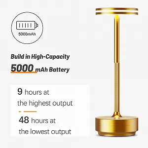 Настільна лампа LED 5000 mAh Бездротова Акумуляторна з регулюванням яскравості Алюмінієва Водонепроникна USB Набір з 2 шт. synthetic.ua - Фото 1