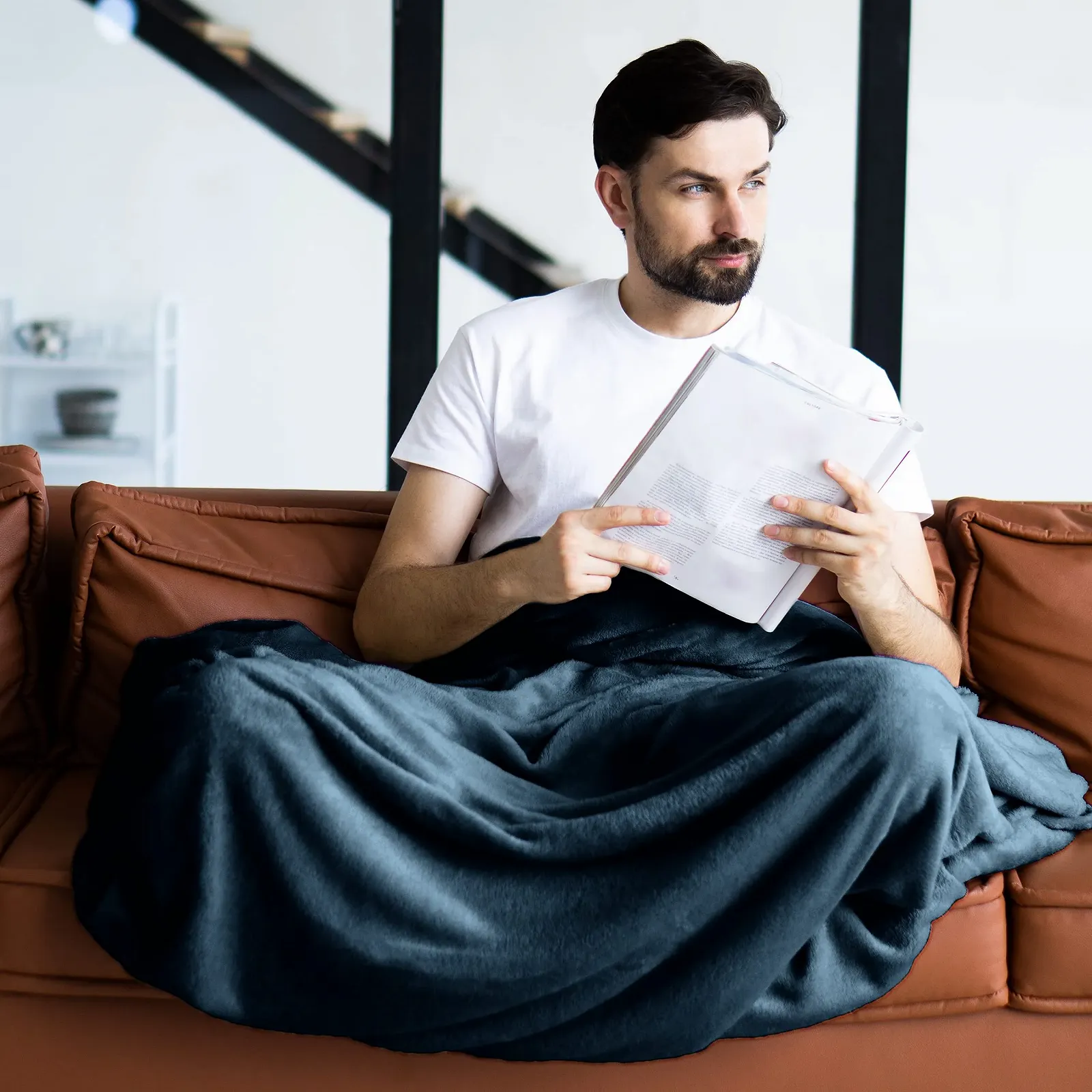 Покривало Gräfenstayn Флісова на Диван Кушетку (Синя, 150 x 130 см), фото №6