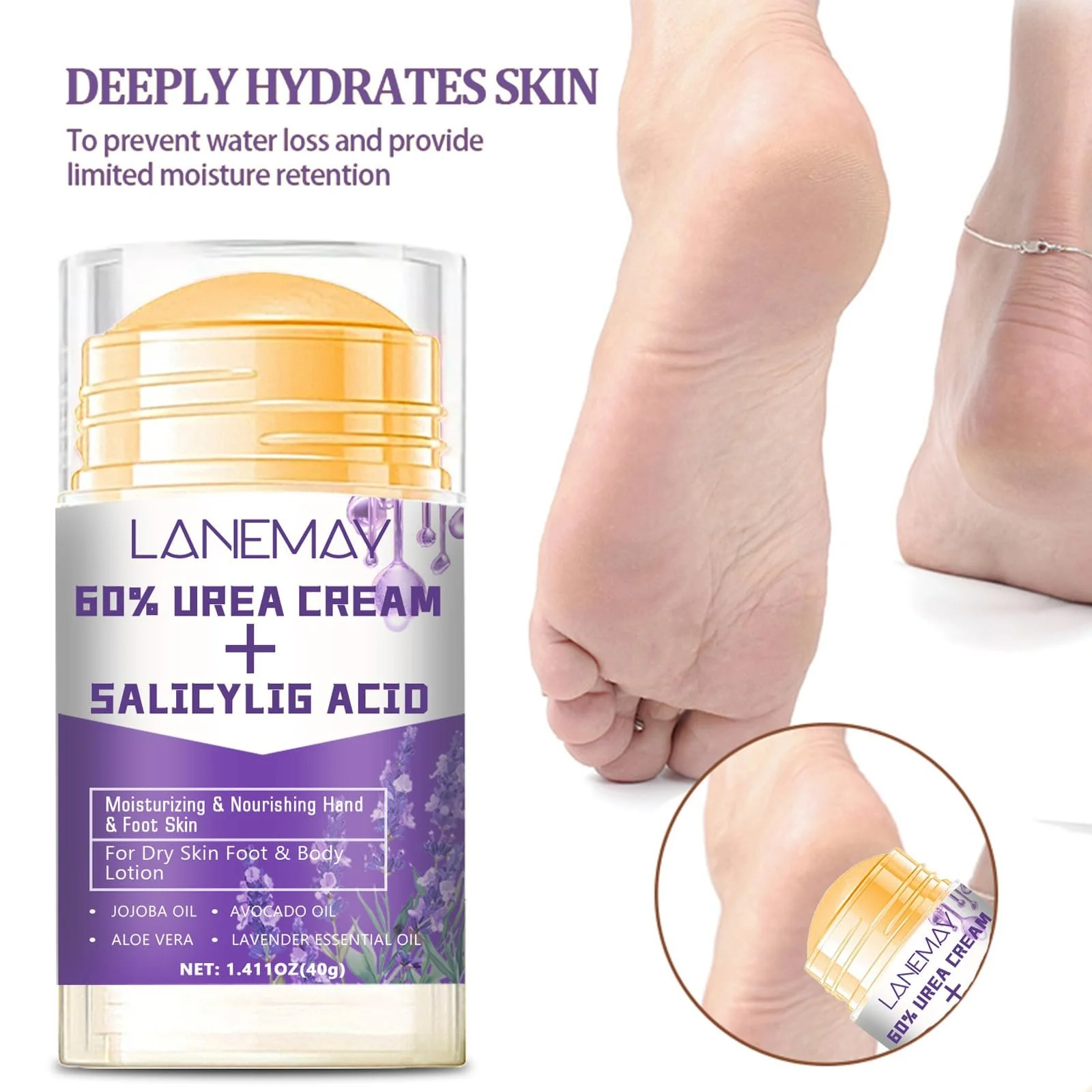 Набор кремов для рук и ног Pack of 2 с козьим молоком и ароматом лаванды Urea 60% для интенсивного восстановления сухой и потрескавшейся кожи, фото №4