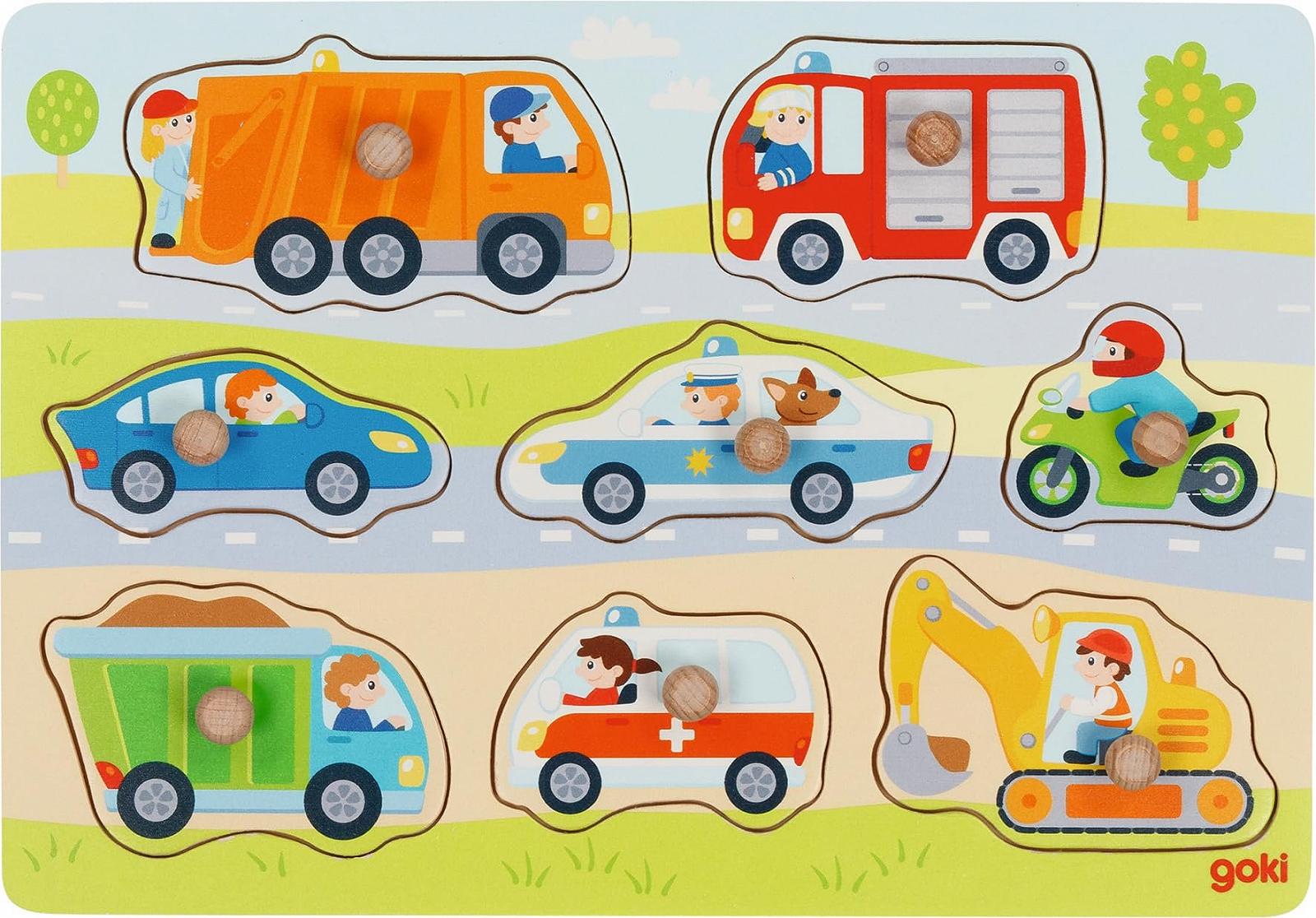 Пазл goki 57400 Vehicles деревянный 8 деталей, фото №1