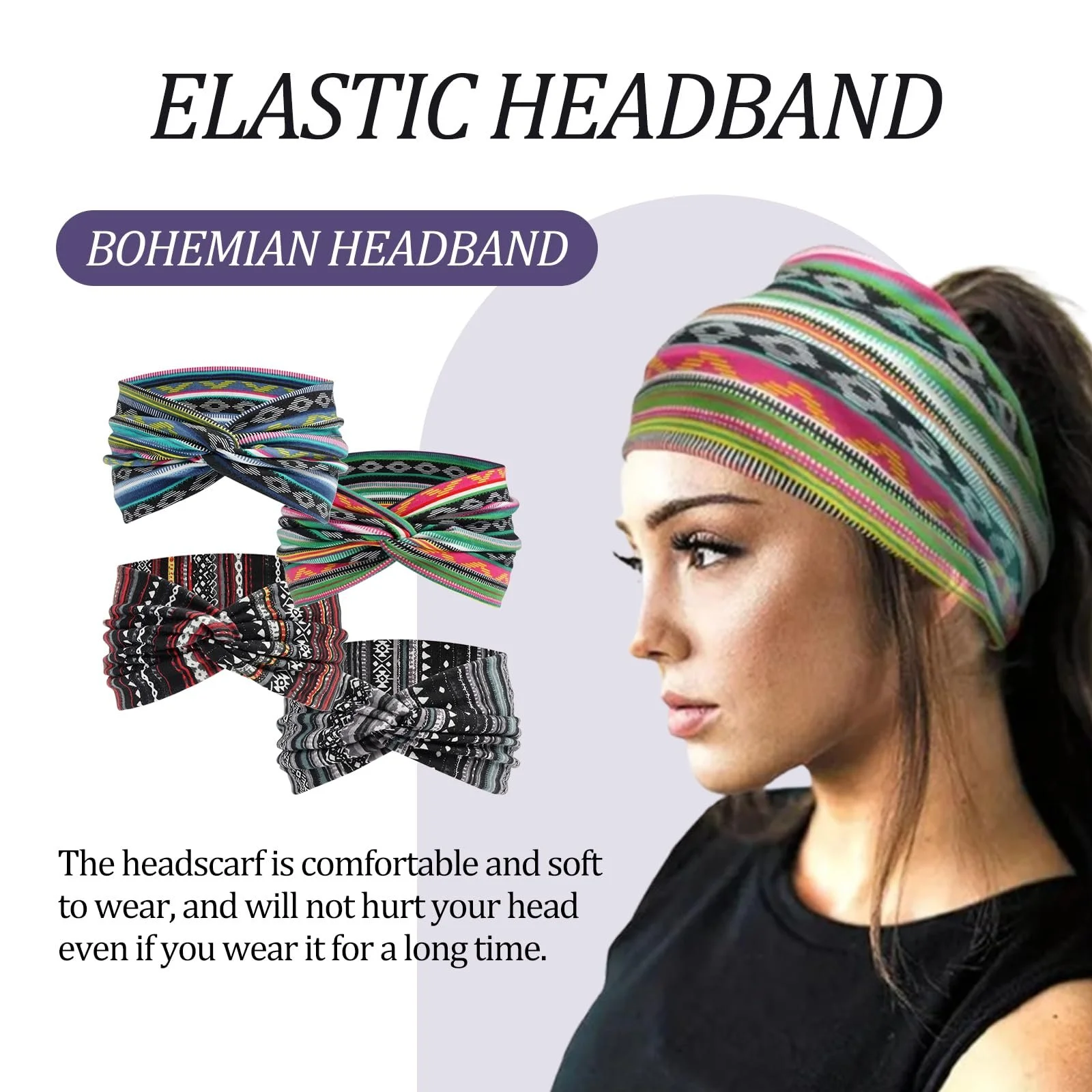 Пов'язка на голову Жіноча Еластична Широка М'яка, фото №4 Пов'язка на голову Жіноча Еластична Широка М'яка, фото №4