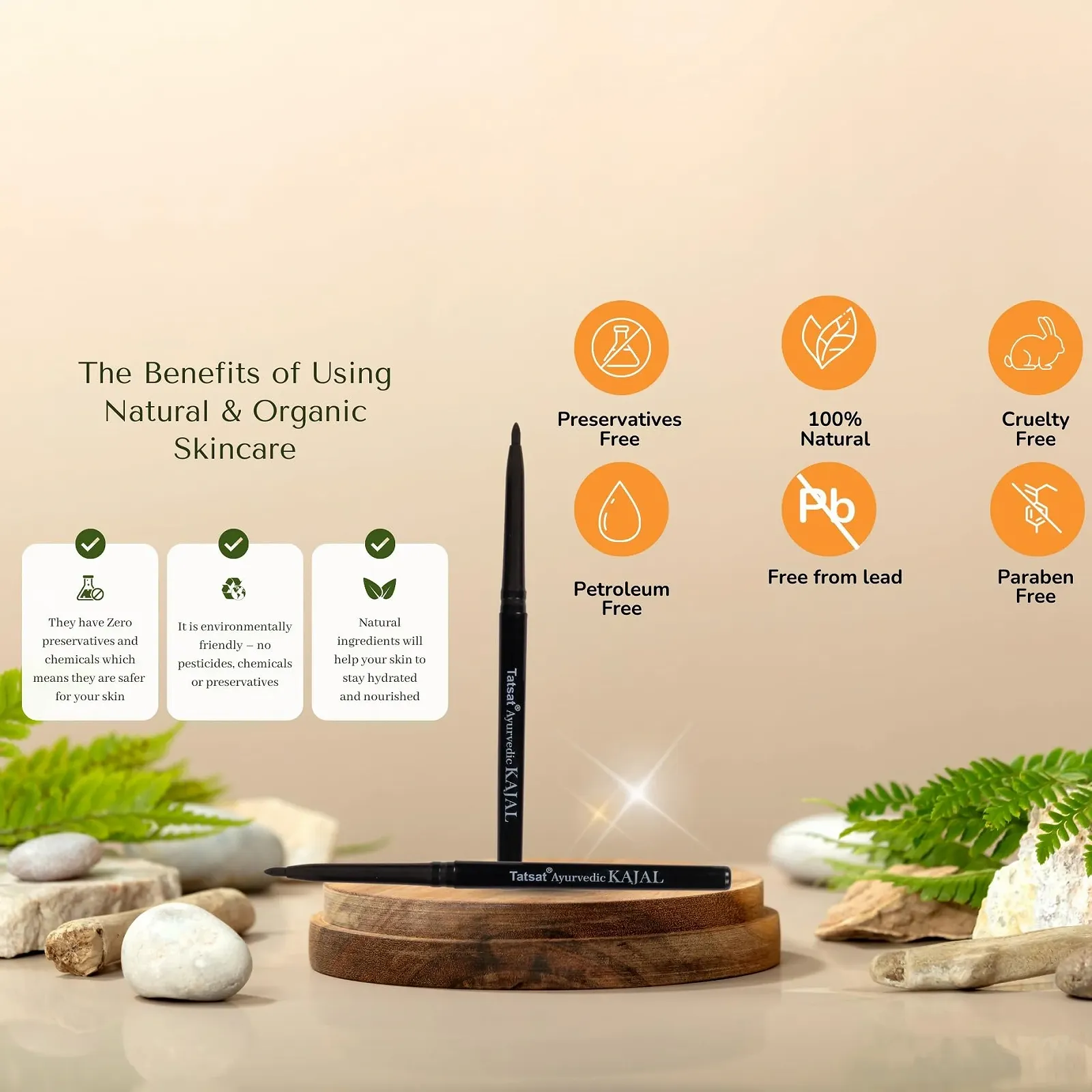 Олівець для очей TATSAT 100% Natural Ayurvedic Kaajal, фото №7