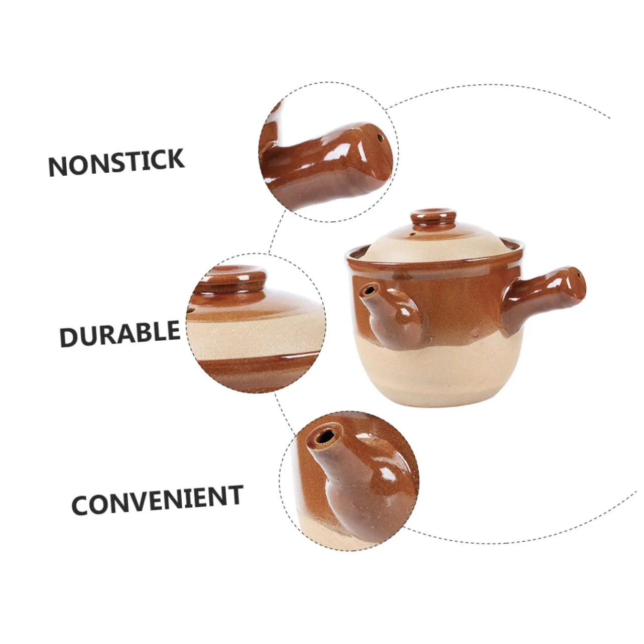 Горшок песчаный традиционный для китайской медицины термостойкий с носиком и эргономичной ручкой, 1 шт., фото №3