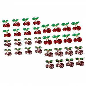 Украшения для ногтей Вишня 32 шт. Кристаллы для ногтей в форме вишни Подвески для ногтей с вишнями из фруктов Фруктовые украшения из сплава - Фото 1