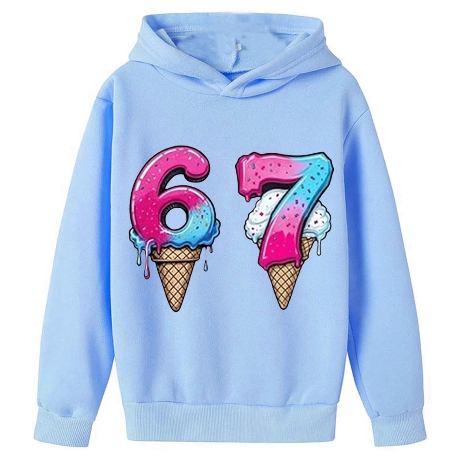 Пуловер с капюшоном для девочек Sfwqoifou, повседневные легкие рубашки с длинными рукавами, дышащая спортивная куртка с капюшоном, уличные топы с длинными рукавами, унисекс, свитшот с 67 принтами, фото №2